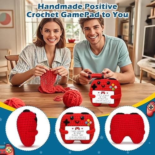Handmade Crochet Game Controller Décor, Romantic Gift for Couples, Valentine’s Day, Anniversary, Cute Desk Decoration, Gaming Room Accessories Stuff, Handmade Home Décor for Boyfriend Girlfriend thumbnail 4