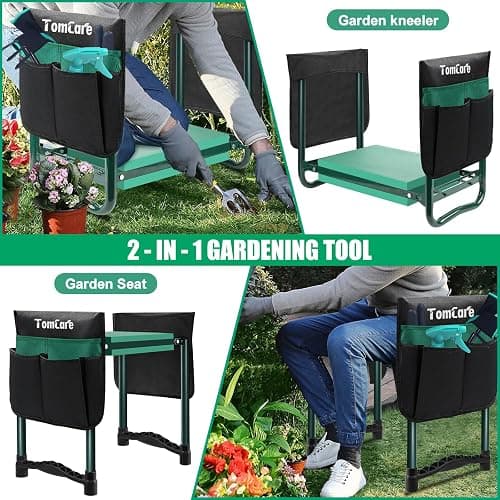 TomCare Garden Kneeler and Seat 10.64” Wider Larger Soft Kneeling Pad Garden Bench with 2 Large Tool Pouches Heavy Duty Garden Stool Foldable Tools Gardening Gifts for Women Men Gardeners thumbnail 5