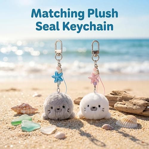 Famjoyart 2 Pcs Matching Plush Keychain Adorable Cute Ocean Theme Stuff Bag Charm Womens Birthday Valentines Day Gift thumbnail 2