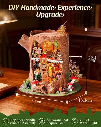 ROBOTIME Kit Maison Miniature à Construire Fairytale Tree House, Kit de Construction 3D en Bois avec Éclairage LED, Cadeau d'anniversaire Créatif pour Adultes et Adolescents thumbnail 3
