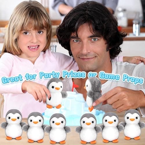 Skylety 8 Pcs 4 Inch Mini Penguin Stuffed Animal Bulk Penguin Plush Keychains for Birthday Xmas Party Favor Gifts (Grey) thumbnail 5
