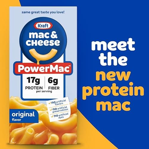 Kraft PowerMac Mac and Cheese, 1 Box, for Protein Easy Dinners or Dinner Sides, Original Flavor, 17g Protein and 6g of Fiber per Serving, No Artificial Flavors, Preservatives or Dyes, 7.25 oz thumbnail 4