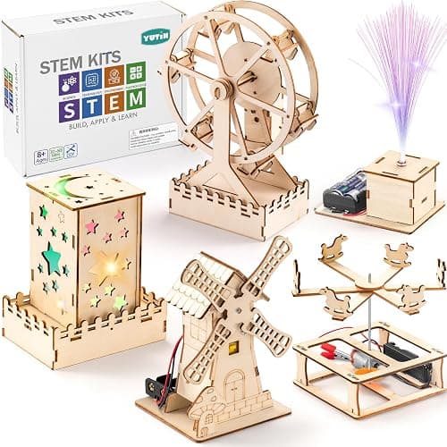 5 Individual STEM Science Kits for Kids, Wood Arts and Craft Kits 8-12 | STEM Toys for Boys Girls Age 8-13 8 10 12 14 Birthday Gift Idea, 3D Puzzles Building Engineering Model Set - Image 1