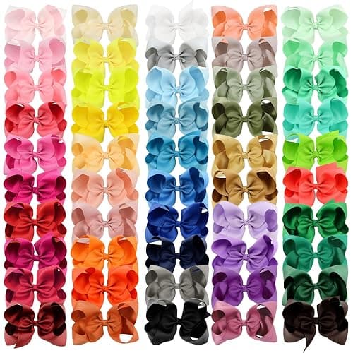 50pcs 6 Inches Large Hair Bows Alligator Clips Grosgrain Ribbon Hair Barrettes Accessories for Toddlers Teens School Girls - Image 1