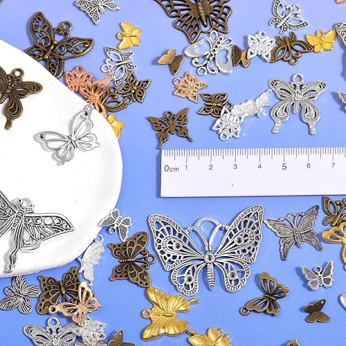 stino 100g Metal Pendant Charms for Jewelry Making, Bulk Silver & Gold Plated Charms for Braclet Necklace Crafts, Animal Plant Flower Pet and so on thumbnail 4