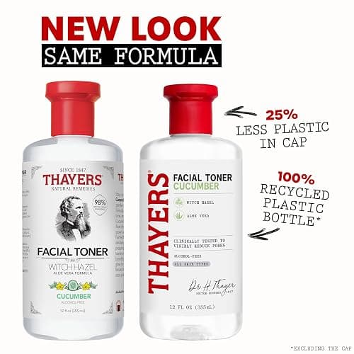 THAYERS Alcohol-Free, Hydrating Cucumber Witch Hazel Facial Toner with Aloe Vera Formula, Vegan, Dermatologist Tested and Recommended, 12 Oz (Packaging May Vary) thumbnail 2