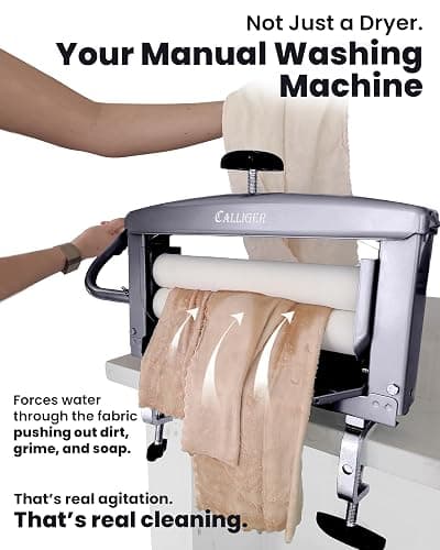 Northwood Calliger Gray Clothes Wringer - Better Moisture Removal Manual Clothes Washer Than Portable Washing Machine/Portable Dryer - Heavy Duty Off Grid Washing Machine Laundry Wringer thumbnail 5