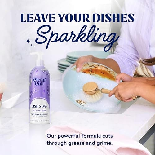Cleancult Dish Soap Liquid Refills (32oz, 3 Pack) - Plant Based Cleaning Power - Dish Soap that Cuts Grease & Grime - Free of Harsh Chemicals - Uses 90% Less Plastic - Wild Lavender thumbnail 3