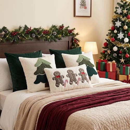 Artscope Gingerbread Man Lumbar Throw Pillow Cover 12x20 Inch | Winter Holiday Teddy Fleece Soft Fuzzy Morden Farmhouse Accent Decorative Cushion Covers for Xmas Couch Sofa Bed Home Decor thumbnail 7