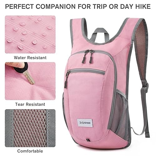 G4Free 10L/15L Hiking Backpack Lightweight Packable Hiking Daypack Small Travel Outdoor Foldable Shoulder Bag - Pink Checkered - 10L thumbnail 8