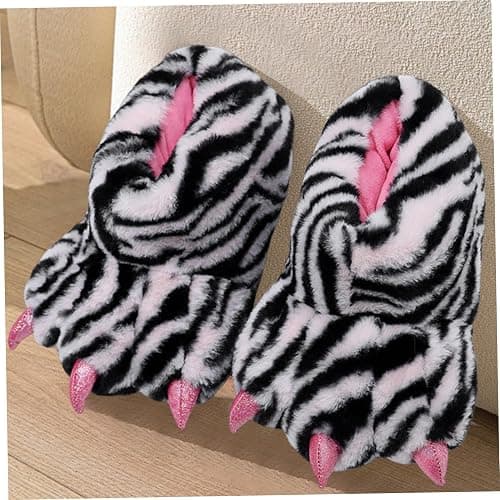 Claw Slippers,Paw Slippers for Women Non-Slip Thermal Zebra Claw Slippers Silent Monster Slippers with Crystal Lining Moisture-Proof Animal Slippers for Women & Girls Shoe Size 37 thumbnail 4