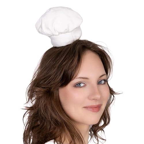 Cosplaya Womens MINI Chef Hat with Hair Clips Chef’s Halloween Costume - Image 1