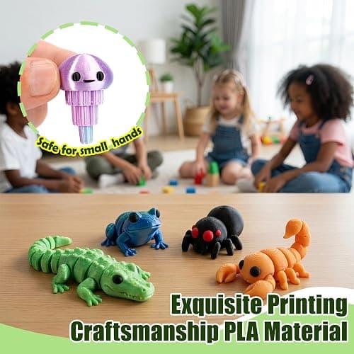 Cybermaker 60PCS Mini 3D Printed Animals, Articulated Fidget Toys for Kids | Flexible joints, Cute designs desk pets, Classroom rewards, Party favors, Goodie bag stuffers thumbnail 5
