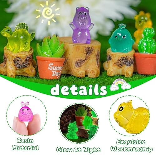 200pcs Multicolor Mini Resin Animals Luminous Tiny Ducks Figures for Micro Fairy Garden Accessories Micro Landscape Ornaments DIY Mini Garden Outdoor Decor Dinosaur Rabbit Flamingo Owls Ocean Animal thumbnail 5