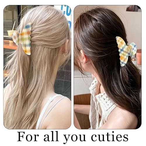 3Pcs Rainbow Plaid Hair Clips for Women Large Striped Hair Clip Cute Colorful Plaid Claw Clips Non Slip Hair Claw Clips for Daily Travel Beach Vacation thumbnail 4