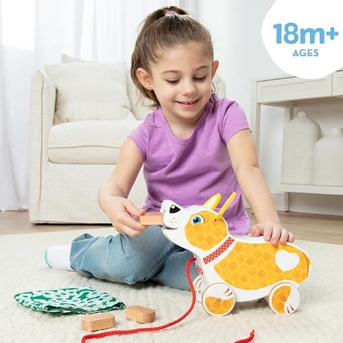 Melissa & Doug Feed, Walk & Poo Pup Wooden Preschool Pull Toy Play Set Ages 3+ - FSC Certified thumbnail 4