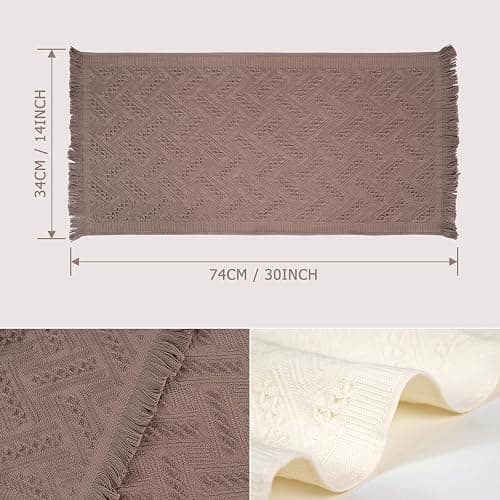 Luxury Decorative Hand Towels Bathroom: 2 Packs 14X30 100% Cotton Turkish Absorbent Soft Face Towel Set for Boho Bathroom Decor Kitchen Hotel Spa Farmhouse Guest Tea Gift (Cream White, 14"x30") thumbnail 3
