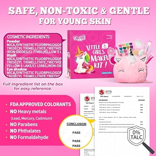 ULOVEME Mica-Based Kids Makeup, Talc Free Real Makeup Kit for Girls with Fluffy Purse - Hypoallergenic Makeup for Sensitive Skin Kids - Non Toxic & Washable - Gift for 5 -8 Years Old Girls Birthday thumbnail 5