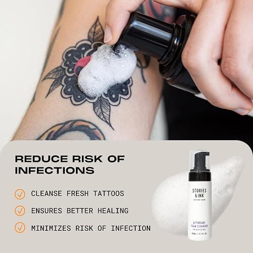 Stories & Ink Tattoo Care | AFTERCARE FOAM CLEANSER for fresh tattoos - For Fresh Tattoos, Soothes Skin, Ultra Gentle Soap, Sulfate Free, Fragrance-free, Vegan & Cruelty-free, 150 mL / 5.1 Fl Oz thumbnail 2