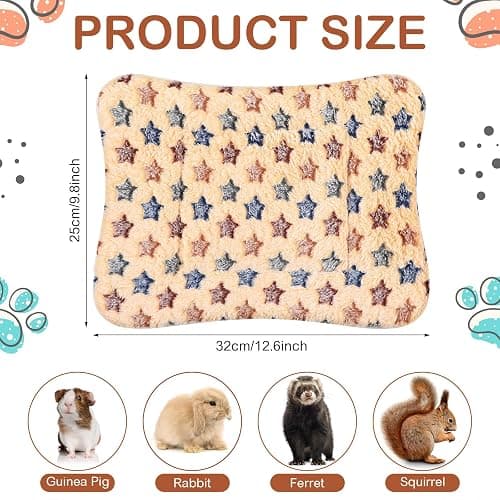 Haull 4 Pcs Waterproof Guinea Pig Bedding Winter Guinea Pig Bed Plush Cage Liners Soft Dog Cat Mat Reversible Winter Cozy Animal Pee Pad Hamster Bed Mat for Bunny(Star,13 x 10 Inch) thumbnail 4