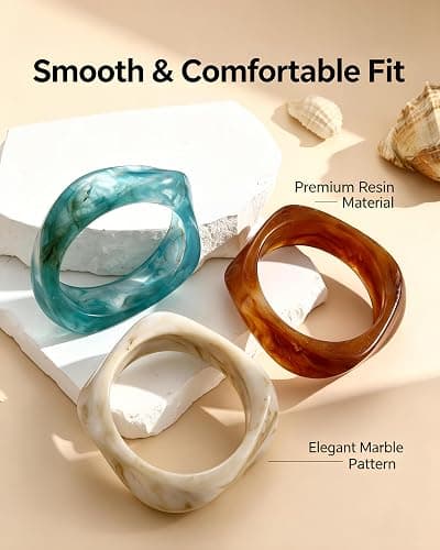 ÌF ME Acrylic Bangles Bracelets for Women, Irregular Acrylic Resin Chunky Bracelets Geometric Fashions Thick Statement bangle Set thumbnail 6