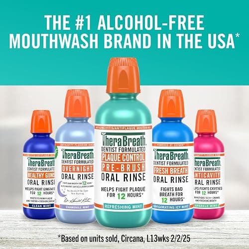 TheraBreath Plaque Control Pre-Brush Oral Rinse, Refreshing Mint Flavor, Antigingivitis and Antiplaque Rinse, Dentist Formulated, Alcohol Free, 16 Fl Oz (Pack of 2) thumbnail 10