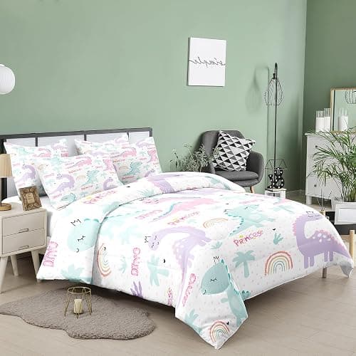 NINENINE Girls Comforter Sets Full,Dinosaur Bedding Sets Full Size,Comforter Sets for Girls,Princess Bedding Set Cute Bed Sets with Pillowcases thumbnail 2