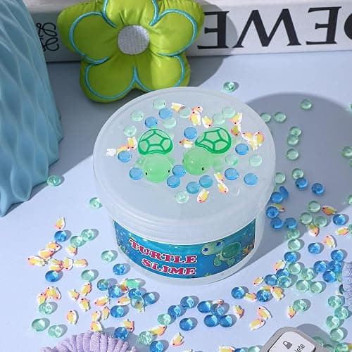 Clear Glitter Slime Kit with Little Turtle Toy for Girls Age 6-14,Crunchy Slime Supplies for Kids,Fun DIY Craft Gift for Birthdays Party Favors thumbnail 2