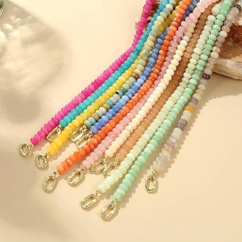 ROISE LADY Beaded Natural Stone Necklaces for Women Choker Gemstone Bead Summer Beach Jewelry Necklace thumbnail 6
