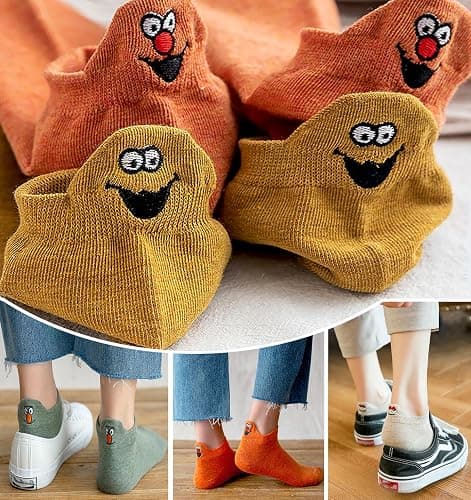 IBEILLI Women Cute Socks 10 Pairs Cotton Kawaii Embroidered Funny Low Cut Ankle Socks for Women Girls thumbnail 2