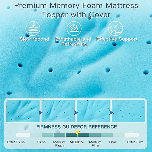 Airensky Twin XL Mattress Topper, 3 Inch Gel Memory Foam Mattress Topper for College Dorm Ventilated Soft Mattress Pad Topper with Washable Cover for Pressure Relief Back Pain, CertiPUR-US Certified thumbnail 4