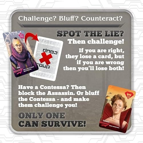 Coup - The Fast, Fun Bluffing Party Game for 2-6 Players. Perfect for Family Game Night with your Teens or Friends. Can you get away with your bluff? Over 1 Million copies sold! thumbnail 6