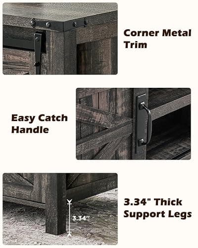 OKD 48" Farmhouse Lift Top Coffee Table with Sliding Barn Door,Rustic Center Table with Hidden Storage Compartment,Lifting Tabletop and Adjustable Shelf for Living Room,Office,Dark Rustic Oak thumbnail 7