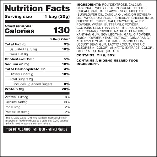 Quest Nutrition Cheese Crackers, Cheddar Blast, 10g Protein, 5g Net Carbs, 1g Sugar, Made with Real Cheese, High Protein Snack, 4 Count thumbnail 2