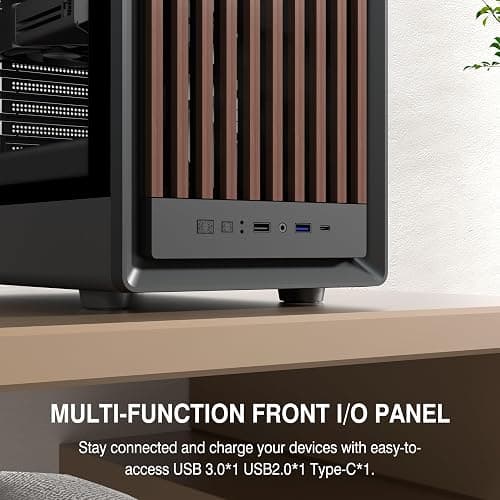 FOIFKIN M1 PC Case -Walnut Front pane Pre-Installed 4 PWM ARGB Fan, ATX Mid-Tower Gaming PC Case, with Type-C,FOIFKIN (Black, M1) thumbnail 7