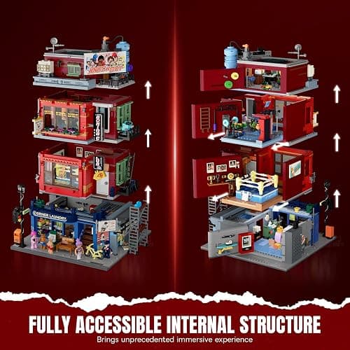 Lumibricks Street Fusion Boxing Club Lighting Building Bricks Set - City Town Modular Playset Collection Display kit with Minifigures 3036 Pcs for Adults & Teens & Life Enthusiasts thumbnail 4