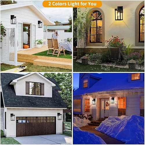 Solar Wall Lights Outdoor with 3 Lighting Modes & Motion Sensor, Solar Porch Light with 2 Bulbs, Waterproof Outdoor Wall Sconce Lantern Lamp Fixture for Garage Porch Shed Barn Yard Garden Front Door thumbnail 2