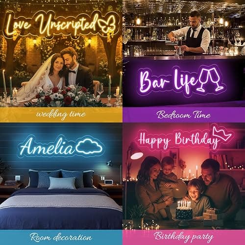 Sparklove Custom Neon Signs for Wall Decor,Girls Gifts for Room Decor,Christmas Gift for Girls and Boy Kids.Customized LED Neon Lights for Bedroom Wedding Birthday Party Bar Business Shop Decoration. thumbnail 2