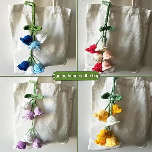 GhuaH Crochet Flower Car Hanging Ornaments Purple Rearview Mirror Hanging Accessories for Women and Girls Cute Crochet Tulip Hanging Plant Decor for Decoration Pendant Car Accessories Pendant thumbnail 5