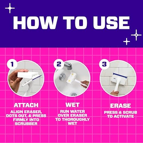 Mr. Clean Magic Eraser Shower & Tub Scrubber, Bathroom Cleaner, All in One Bathroom Cleaner, Lemon Starter Kit, 1 Scrubber & 2 Foaming Magic Erasers thumbnail 10