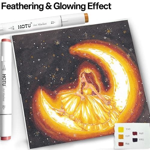 HOTU Alcohol Markers Brush and Fine Tip 50 Colors Dual Tips Art Marker Set Alcohol-based Sketch Pens with Carrying Case，Non-Bleeding Pad for Art Enthusiast Adults Coloring Illustration thumbnail 7