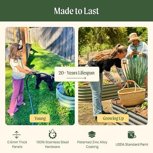 Vego garden Raised Garden Bed Kits, 17" Tall 9 in 1 8ft X 2ft Metal Raised Planter Bed for Vegetables Flowers Ground Planter Box-Modern Gray thumbnail 5