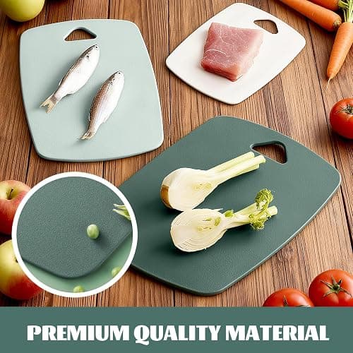 Chopping Board Set with 3 Size (L, M, S), BPA Free Plastic Cutting Boards for Kitchens, Dishwasher Safe with Non-Slip Feet, Drip Juice Groove, Easy Grip Handle - Green thumbnail 3
