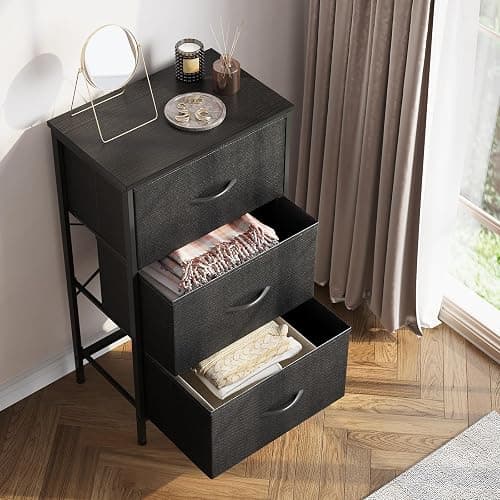 AODK Dresser for Bedroom Nightstand Small Dressers Chest of Drawers End Table for Living Room, Closet Dresser with 3 Storage Drawers Organizer Clothes, Black thumbnail 7