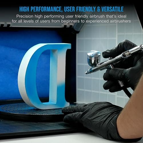 Master Airbrush G233 Performance Pro Airbrush Kit with 3 Nozzle Sets (0.2, 0.3 & 0.5mm Needles, Fluid Tips & Air Caps), Gravity Dual Action - Air Brush Guns for Painting, Aerografo Body Art & Cake thumbnail 6
