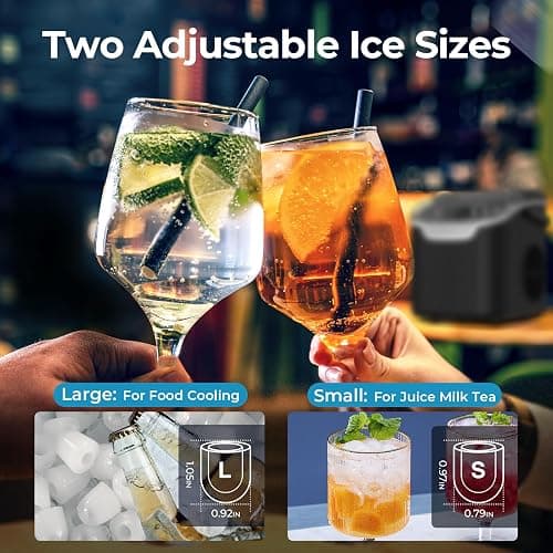 Antarctic Star Countertop Ice Maker Machine, 8 Ice Cubes in 6 mins, 26lb/Day Ice with 2 Sizes- Portable Mini, Energy Saving & Basket/Scoop for Home/Party/Travel/Camping/Bar, Dark Black thumbnail 4