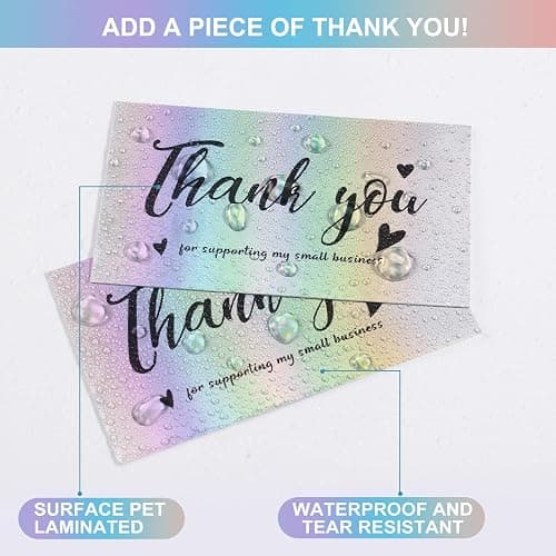 FZR Legend 120Pcs Thank You Cards Small Business, Mini 6 Styles Thank You for Supporting Cards Notes Shopping Holographic Thanks Greeting Cards for Retail Store Owner Goods Customer 2x3.5 Inch thumbnail 4