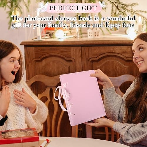 A5 Ballerina Kpop Photocard Binder - 6 Ring Kpop Photo Card Binder with 20 Pack 4-pocket Card Pages, PU Leather Kpop Collect Book, Pink Binder Album for Organizing K-pop Photocards thumbnail 7