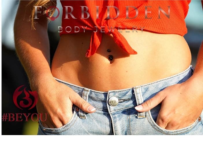 Forbidden Body Jewelry 14G Belly Button Rings Surgical Steel High Shine Double Ball Belly Ring Titanium IP Plated thumbnail 3