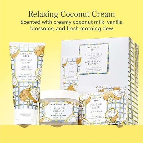 Beekman 1802 Coconut Cream Goat Milk Bodycare Discovery Kit - 3 Pieces - Scented - Cleanses, Nourishes & Hydrates - With Lactic Acid & Shea Butter - Microbiome Friendly - Good for Sensitive Skin - Coconut Cream thumbnail 6